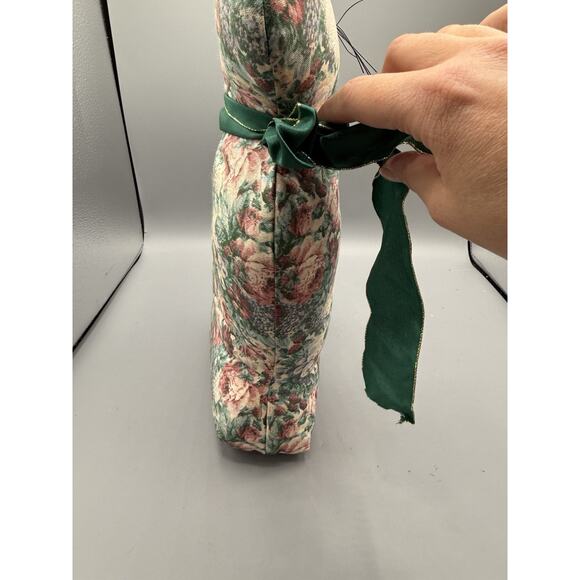 Vintage Ambrosia Fabric Cat Pillow Doorstop Floral Stuffed Animal 17” - Picture 5 of 7